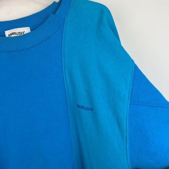 Ambush Blue Panel Color block pull over crew neck Sweatshirt size 1 US: S - Picture 6 of 9